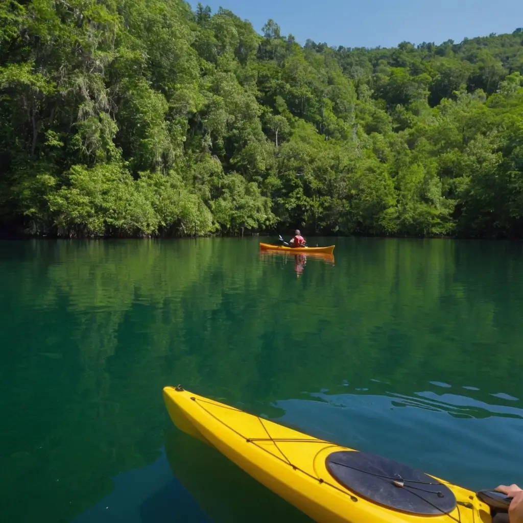 Kayaking on a tranquil lake